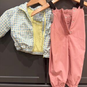 Zara 9-12 months gingham raincoat and rain overalls